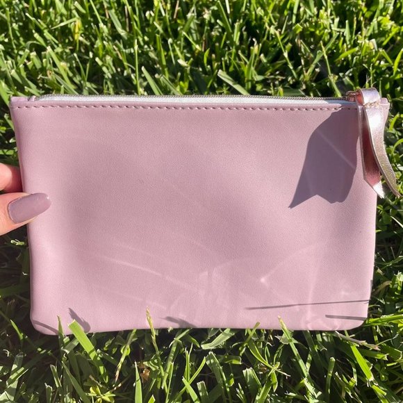 Mauve, Pink Mini Zipper Bag with Butterfly Pattern - Picture 2 of 2